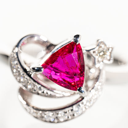 非加熱ルビー0.98ct ダイヤモンド0.09ct Pt900 リング