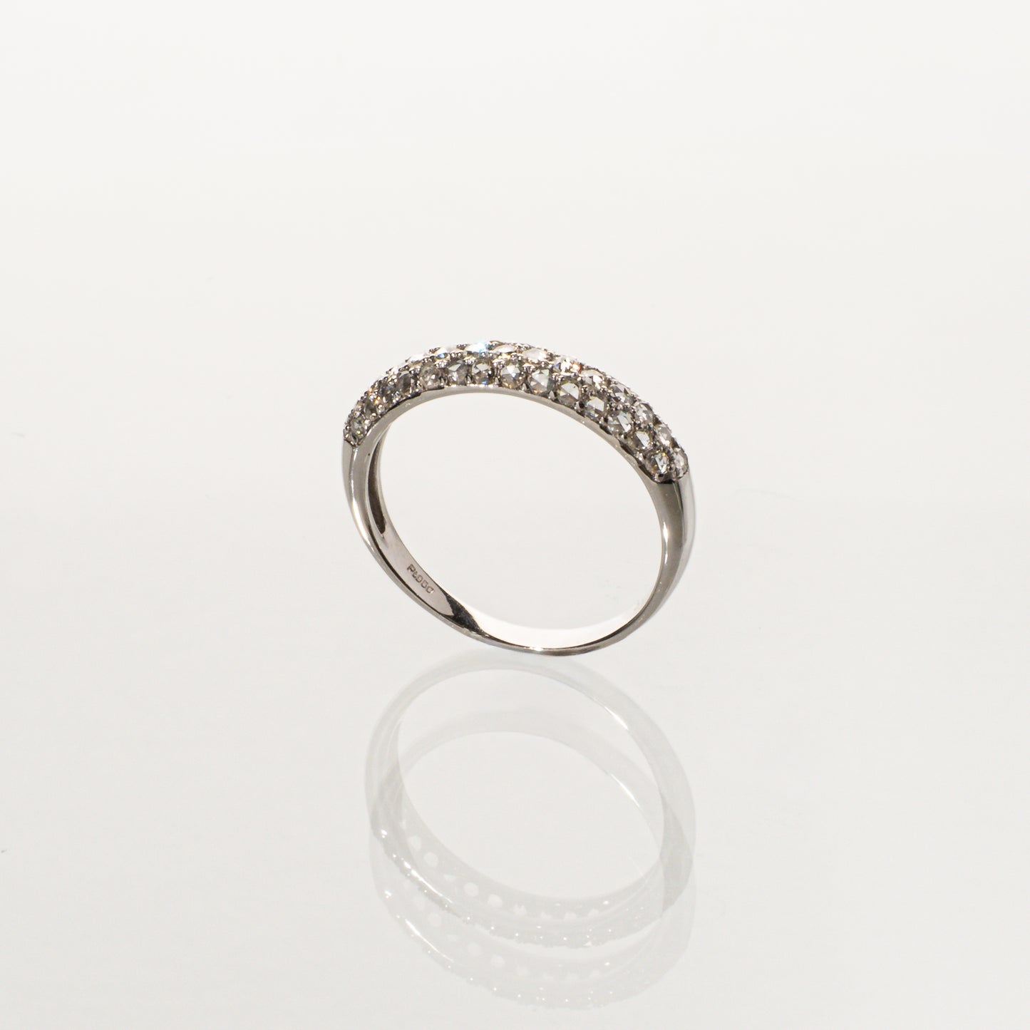 ローズカットダイヤモンド0.40ct Pt950 パヴェハーフエタニティリング