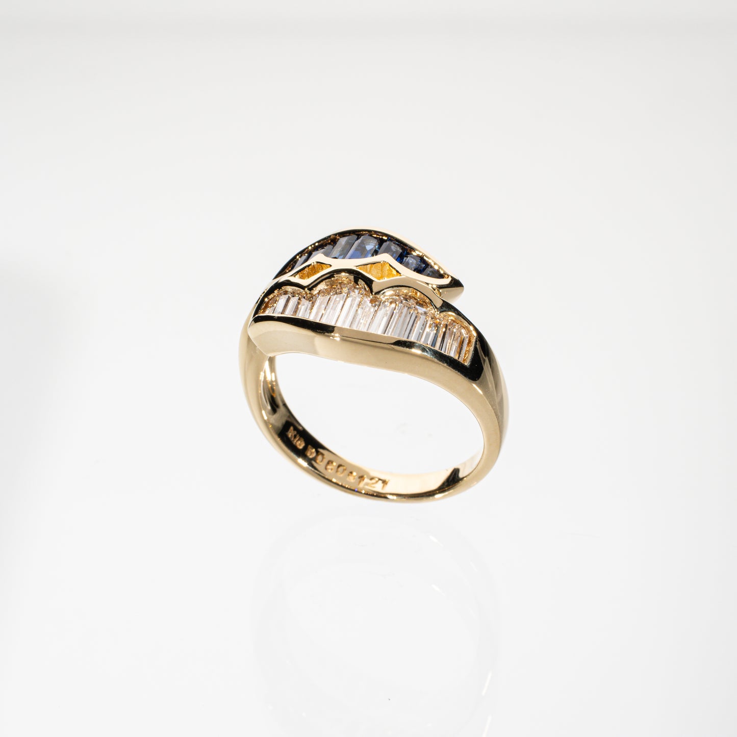 サファイア1.21ct ダイヤモンド0.60ct K18 レールリング