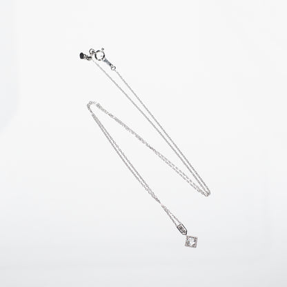 ローズカットダイヤモンド0.10ct メレダイヤモンド0.01ct Pt950/Pt850 ネックレス