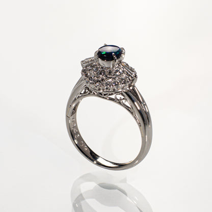 ブラックオパール0.32ct ダイヤモンド0.52ct Pm900陽刻 リング