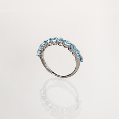 ブルートパーズ1.32ct K18 ハーフエタニティリング