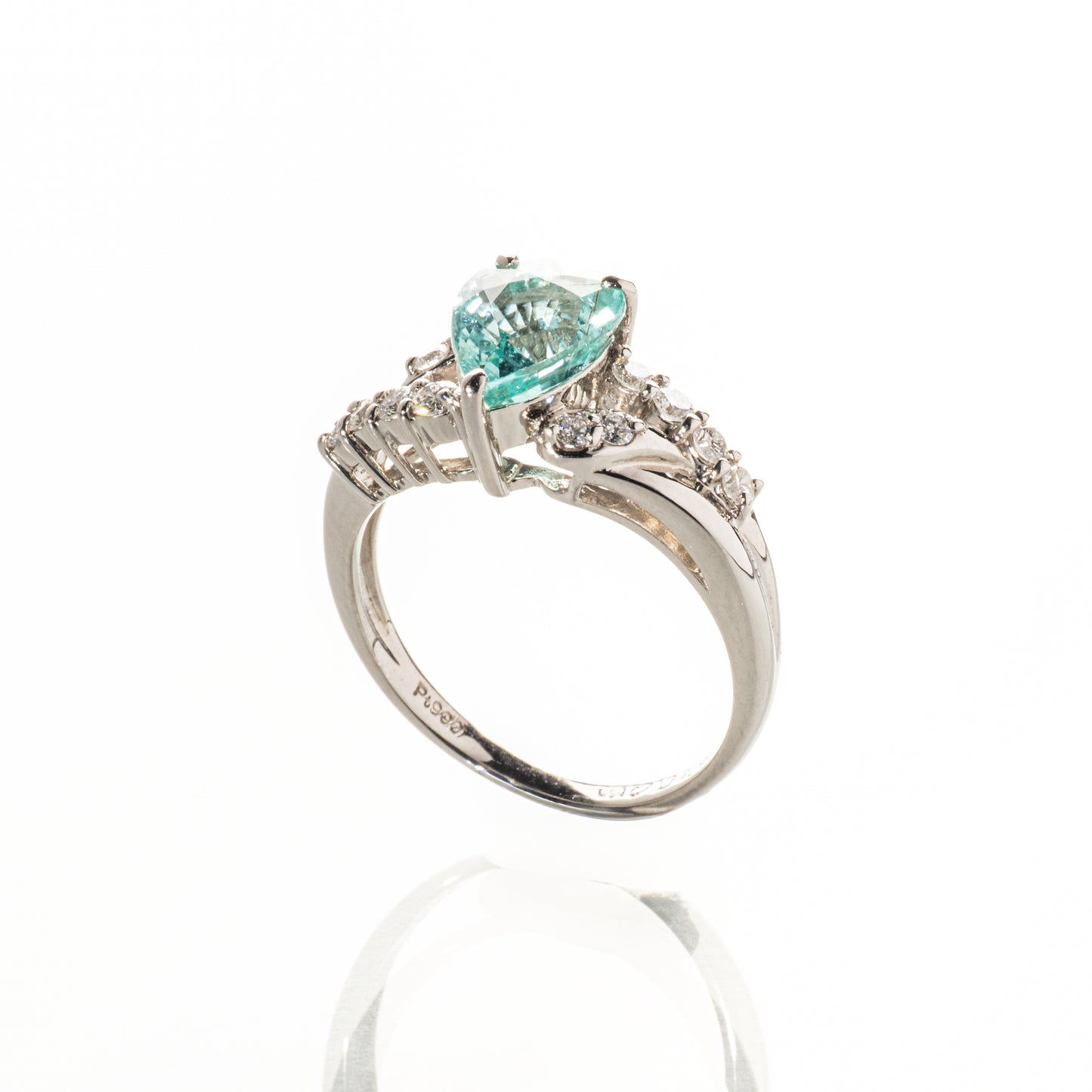 パライバトルマリン1.75ct ダイヤモンド0.30ct Pt900 リング