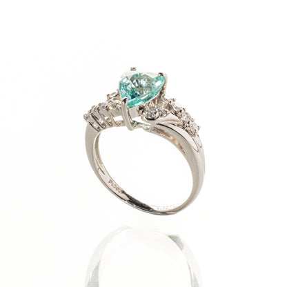 パライバトルマリン1.75ct ダイヤモンド0.30ct Pt900 リング