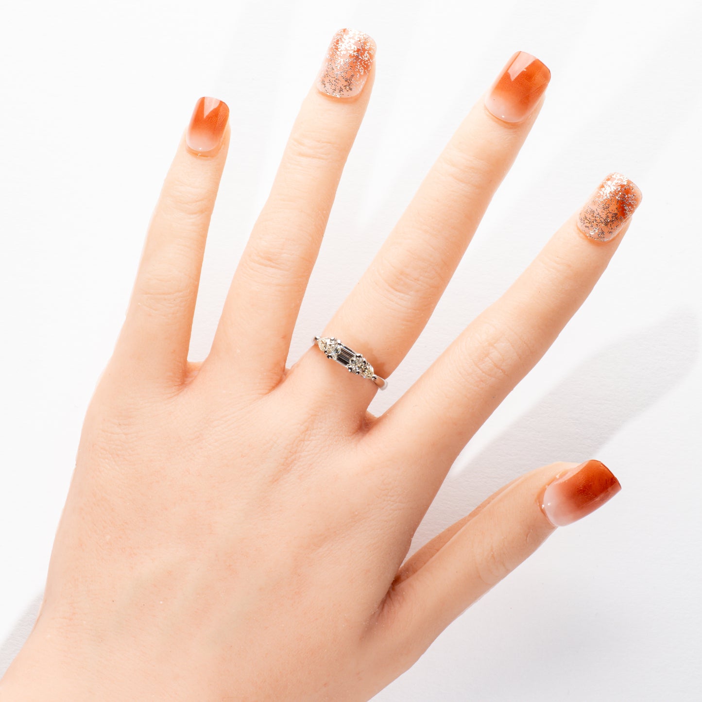 エメラルドカットダイヤモンド0.509ct ペアシェイプダイヤモンド0.54ct Pt900 リング