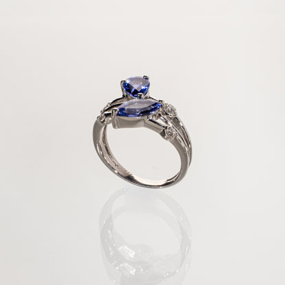 タンザナイト1.35ct ダイヤモンド0.25ct Pt900 スプリットシャンクリング