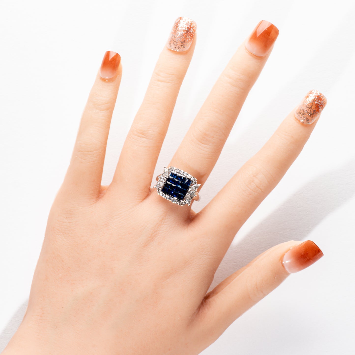 GSTV サファイア1.50ct ダイヤモンド0.75ct K18WG ミステリーリング