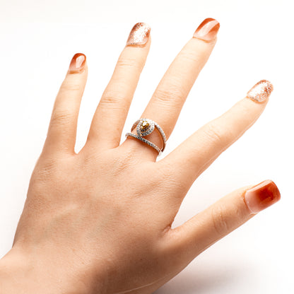 ファンシーイエローダイヤモンド0.264ct ピンクダイヤモンド0.07ct メレダイヤモンド0.53ct K18 リング