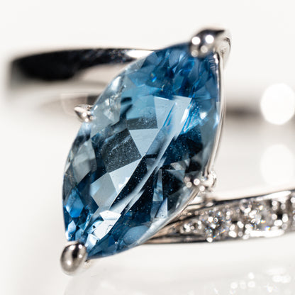 TASAKI サンタマリア・アフリカーナ アクアマリン1.76ct ダイヤモンド0.10ct K18WG リング