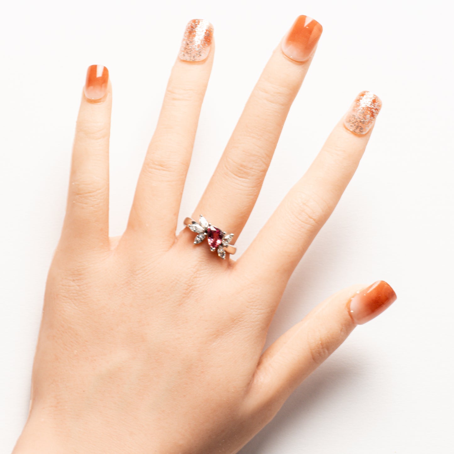 非加熱パパラチアサファイア1.26ct ダイヤモンド0.62ct Pt900 リング