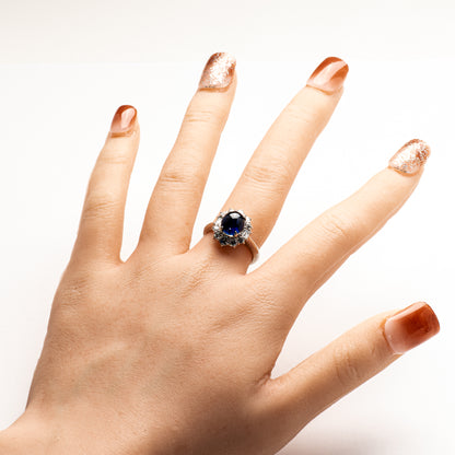 カボションサファイア2.711ct ダイヤモンド0.81ct Pt900 リング