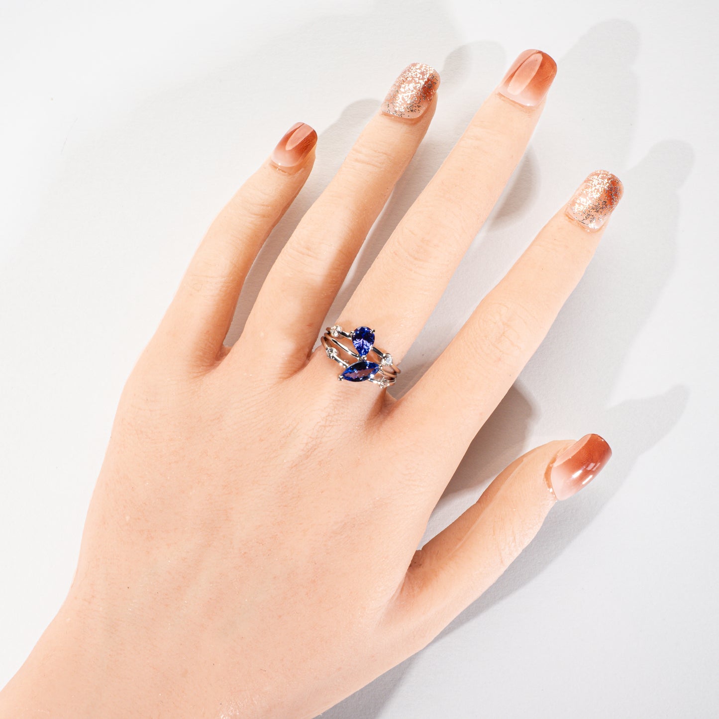 タンザナイト1.35ct ダイヤモンド0.25ct Pt900 スプリットシャンクリング