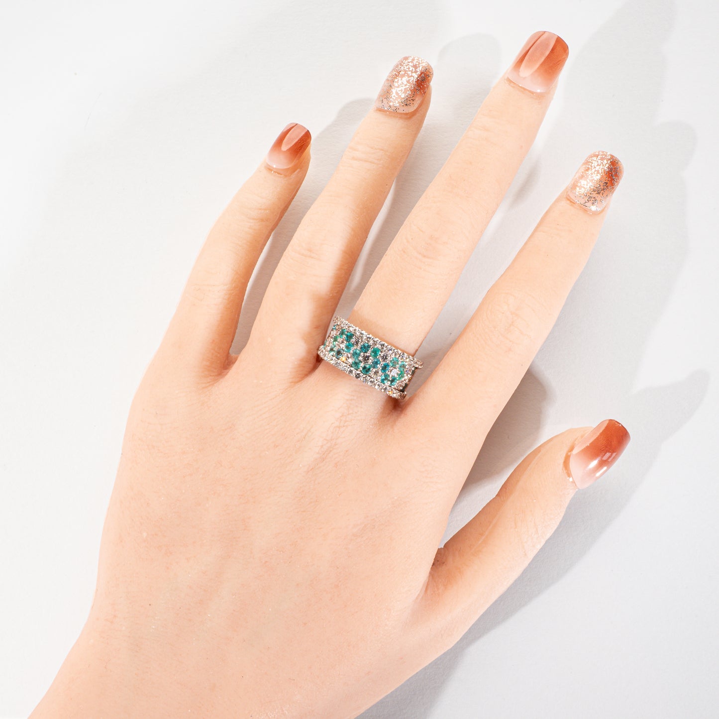 パライバトルマリン0.81ct ダイヤモンド1.15ct K18WG フラワーリング
