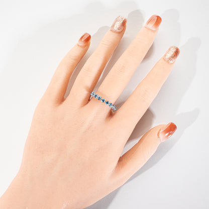 ブルートパーズ1.32ct K18 ハーフエタニティリング