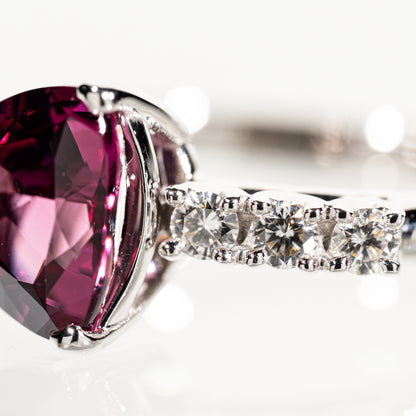 TASAKI ロードライトガーネット ダイヤモンド0.20ct K18WG リング