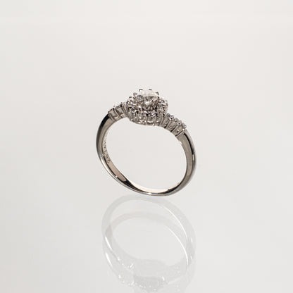 ダイヤモンド0.251ct メレダイヤモンド0.19ct Pt900 ヘイローリング