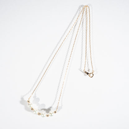 アコヤパール5.5~5.8mm ダイヤモンド0.15ct K18YG ネックレス