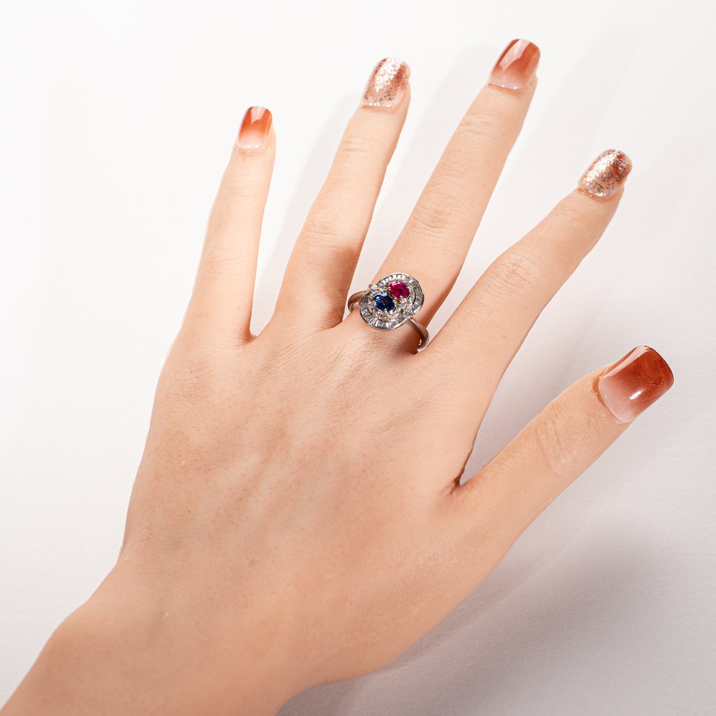 ルビー0.63ct サファイア0.61ct ダイヤモンド0.81ct Pt900 リング