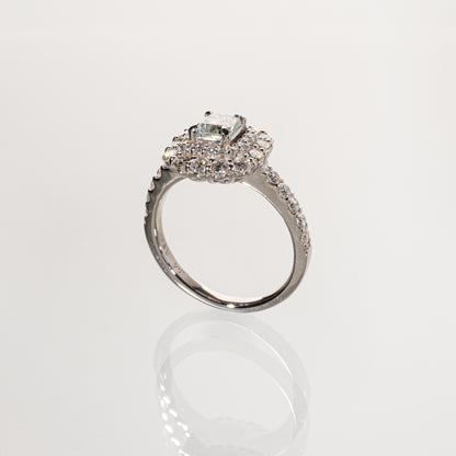 FANCY LIGHT BLUISH GREEN ダイヤモンド0.54ct メレダイヤモンド0.94ct Pt900 ダブルヘイローリング