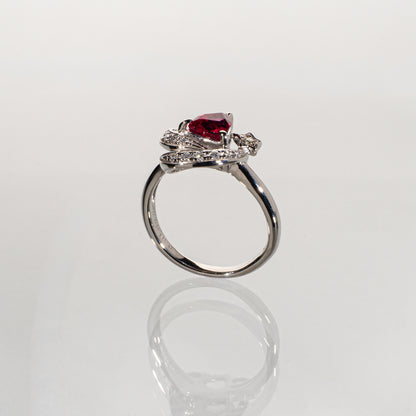非加熱ルビー0.98ct ダイヤモンド0.09ct Pt900 リング