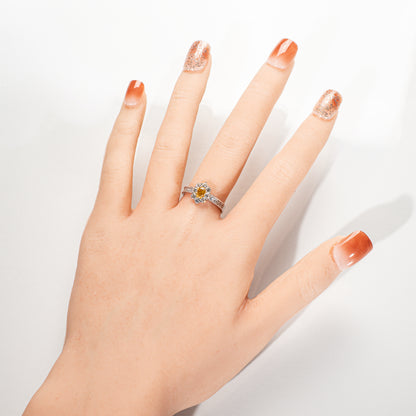 ファンシーイエローダイヤモンド0.240ct メレダイヤ0.62ct Pt950 リング