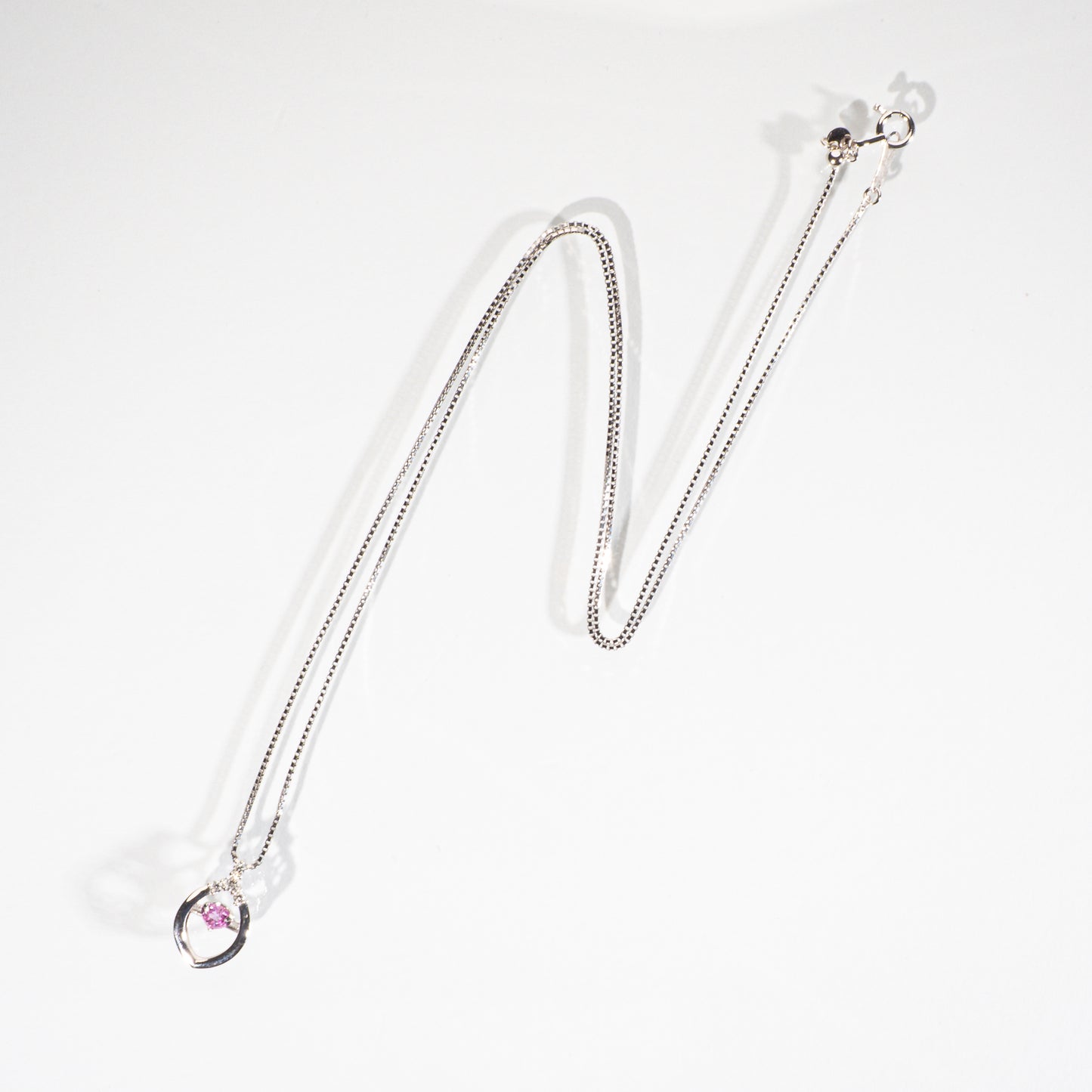 ピンクサファイア0.30ct ダイヤモンド0.07ct K18 ダンシングストーンネックレス