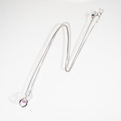 ピンクサファイア0.30ct ダイヤモンド0.07ct K18 ダンシングストーンネックレス