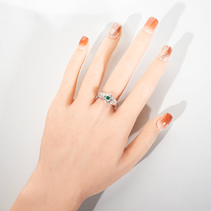 エメラルド0.23ct ダイヤモンド1.00ct Pt900 パヴェリング
