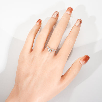 パライバトルマリン0.05ct ダイヤモンド0.10ct Pt900 ティアラリング