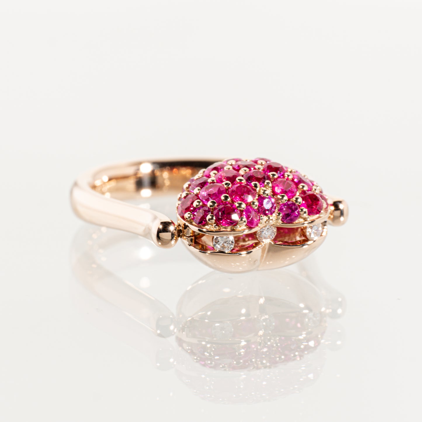 Ponte Vecchio ルビー0.90ct ダイヤモンド0.12ct K18PG フリップリング