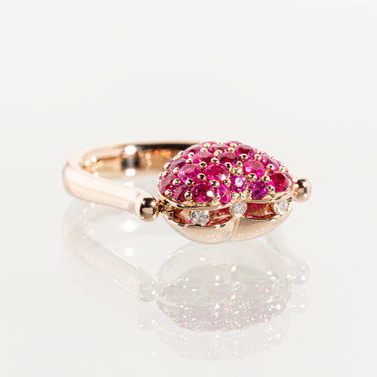 Ponte Vecchio ルビー0.90ct ダイヤモンド0.12ct K18PG フリップリング