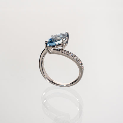 TASAKI サンタマリア・アフリカーナ アクアマリン1.76ct ダイヤモンド0.10ct K18WG リング