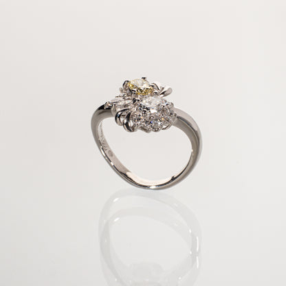 ファンシーイエローダイヤモンド0.231ct オーバルダイヤモンド0.275ct メレダイヤモンド0.22ct Pt900 リング