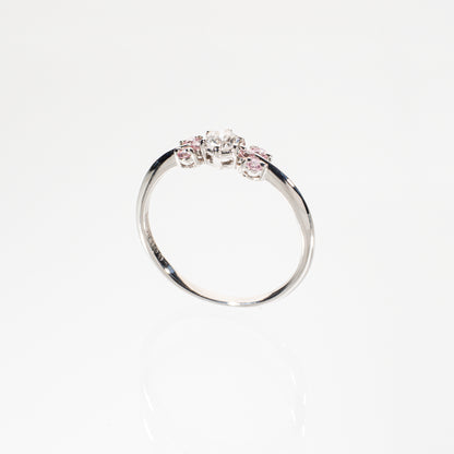 スターカットダイヤモンド0.173ct ナチュラルピンクダイヤモンド0.09ct Pt950陽刻 リング
