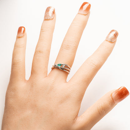 パライバトルマリン0.10ct ダイヤモンド0.15ct K18WG リング