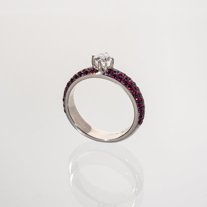 ダイヤモンド0.351ct ルビー1.05ct K18 ソリテールパヴェリング