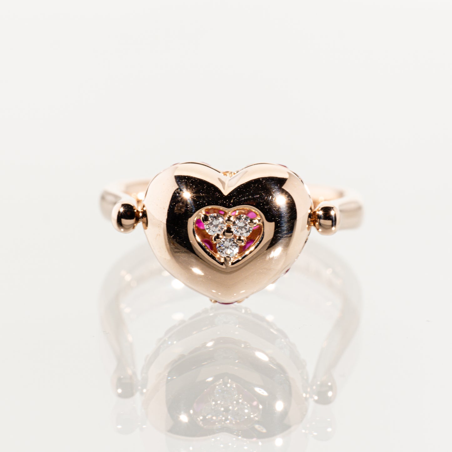 Ponte Vecchio ルビー0.90ct ダイヤモンド0.12ct K18PG フリップリング