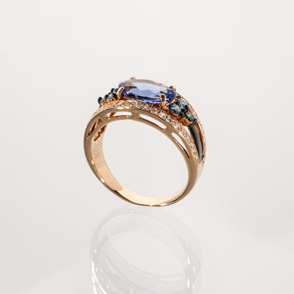 タンザナイト2.64ct ダイヤモンド0.82ct K18ピンクゴールド リング