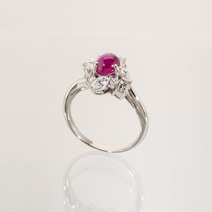 三越 スターサファイア1.57ct ダイヤモンド Pt900 リング