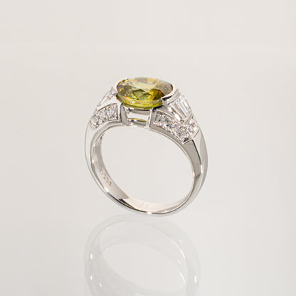 スフェーン3.11ct ダイヤモンド0.49ct Pt900 リング