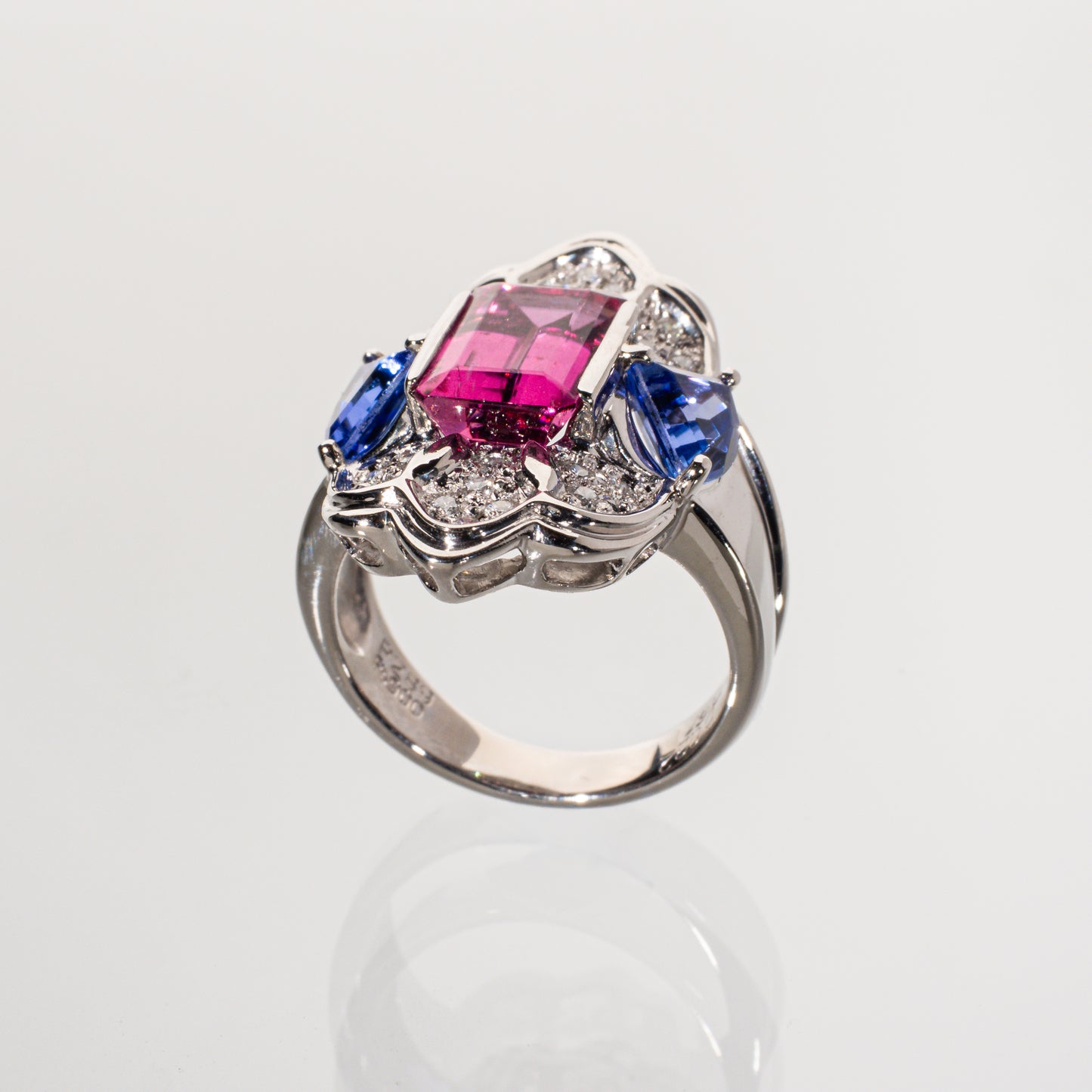 ピンクトルマリン2.89ct タンザナイト1.67ct ダイヤモンド0.22ct Pt900 リング