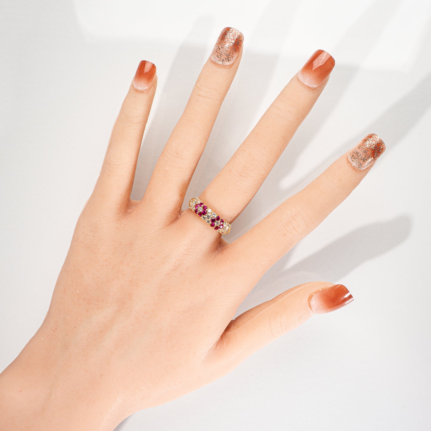 ルビー0.50ct ダイヤモンド0.60ct K18YG パヴェリング