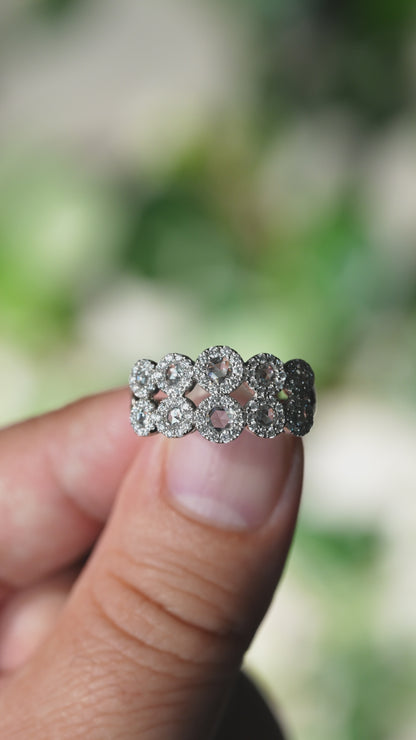 ダイヤモンド1.00ct Pt900 ローズカットマルチヘイローリング