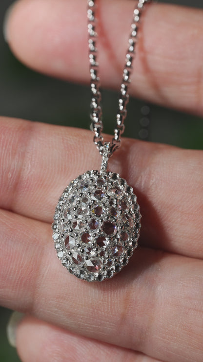 ローズカットダイヤモンド1.80ct K18WG ネックレス