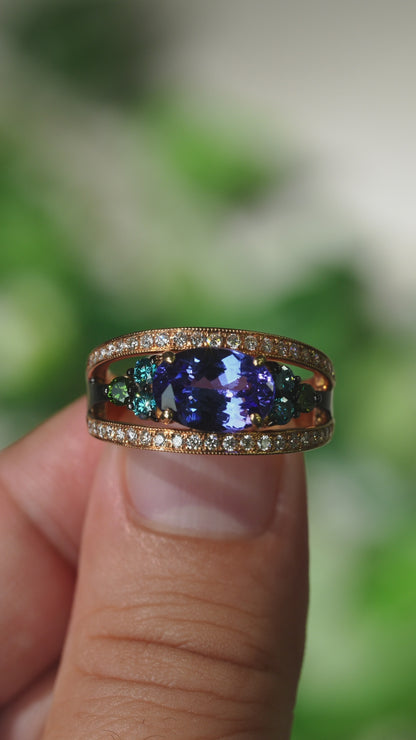タンザナイト2.64ct ダイヤモンド0.82ct K18ピンクゴールド リング