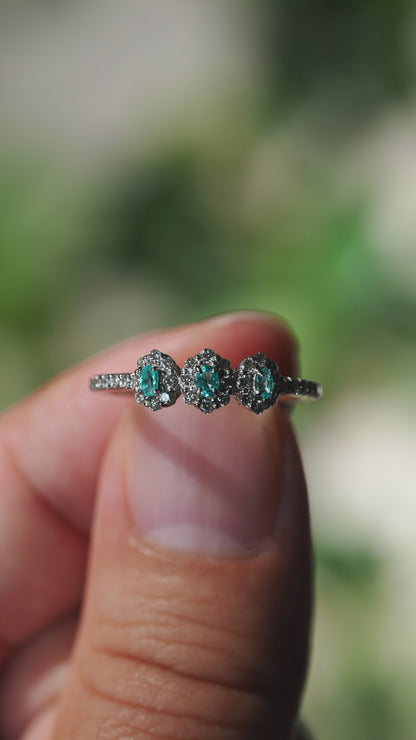 パライバトルマリン0.12ct ダイヤモンド0.33ct Pt900 リング
