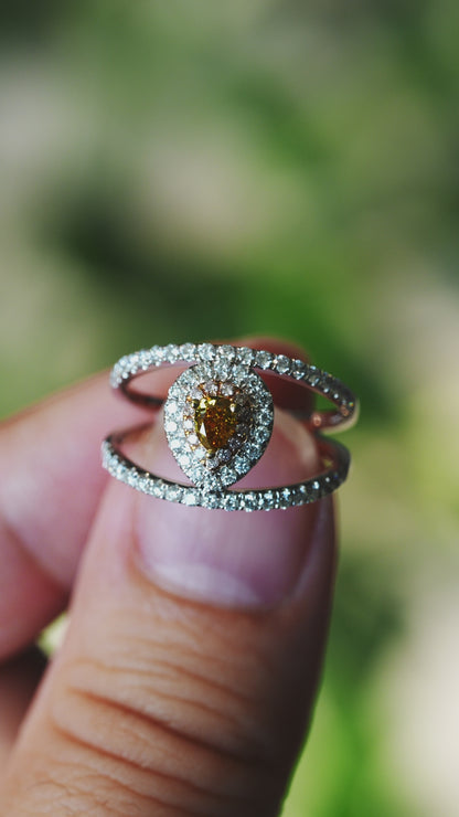ファンシーイエローダイヤモンド0.264ct ピンクダイヤモンド0.07ct メレダイヤモンド0.53ct K18 リング